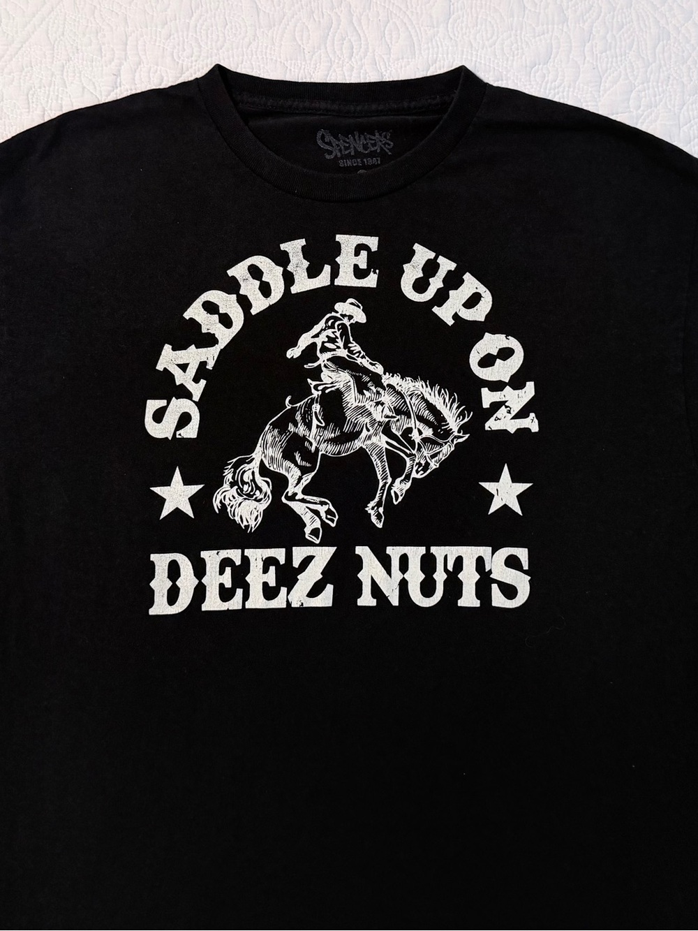 Seveners Spencer’s | Saddle Up On Deez Nutz | Cowboy Tee | Size Large